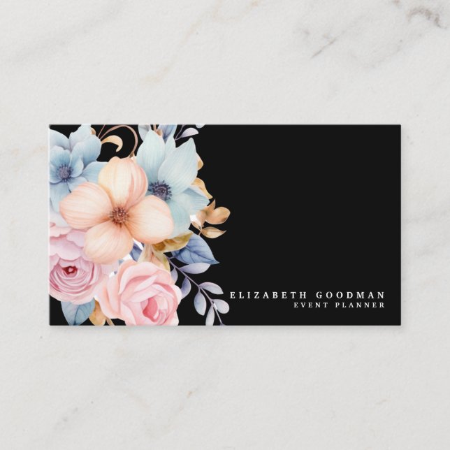 Elegantes flores dulces Tarjetas de Negra de Negoc (Anverso)