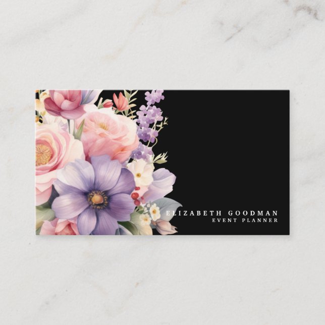 Elegantes flores dulces Tarjetas de Negra de Negoc (Anverso)