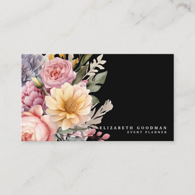 Elegantes flores dulces Tarjetas de Negra de Negoc (Anverso)