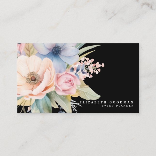 Elegantes flores dulces Tarjetas de Negra de Negoc (Anverso)