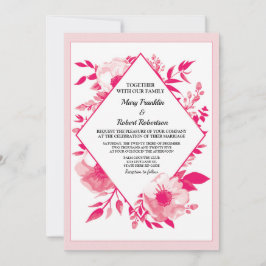Elegantes flores rosadas Invitación a la boda de d