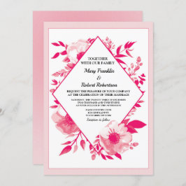 Elegantes flores rosadas Invitación a la boda de d