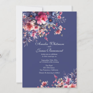 Elegantes flores silvestres boho con invitación de