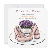 Elegantes Flores Violeta Invitación de Boda Lesbia