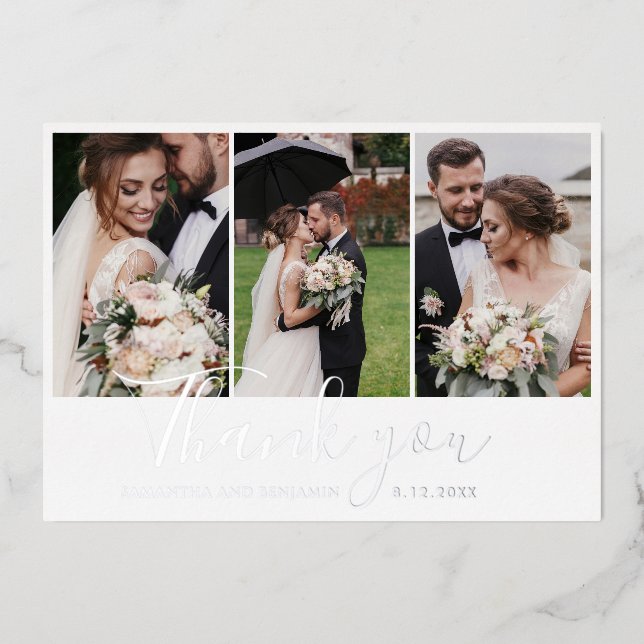 Elegantes Fotos De Bodas Gracias Tarjeta De Reliev (Anverso)