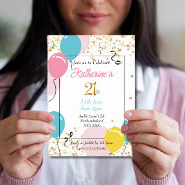 Elegantes globos Invitación al cumpleaños 21