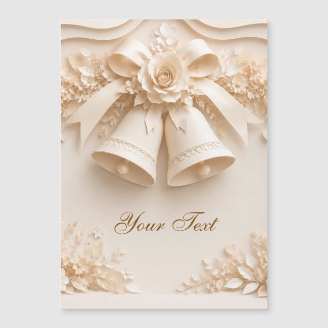 Elegantes Hochzeitsdesign mit Glocken und Rosen (Anverso)