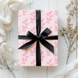 Elegantes hojas caprichosas de acuarela rosa paste