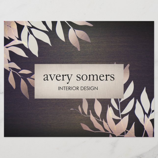 Elegantes hojas de oro diseño interior naturaleza  (Frente)