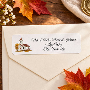 Elegantes hojas de otoño Iglesia Boda Etiqueta de