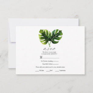 Elegantes hojas de palma tropicales respuesta RSVP