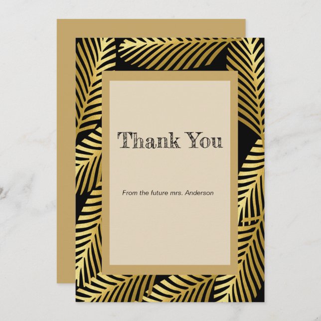 Elegantes hojas de palmeras doradas exóticas (Anverso / Reverso)