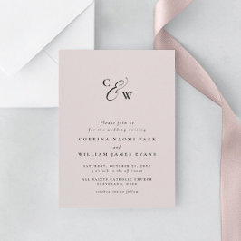 Elegantes iniciales invitación a la boda rosa míni