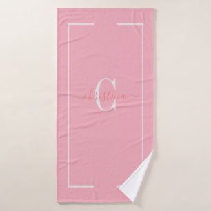 Elegantes Iniciales Monograma Bebé Baño Rosa