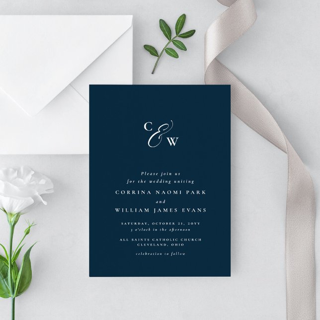 Elegantes iniciales simple invitación a la boda de (Subido por el creador)