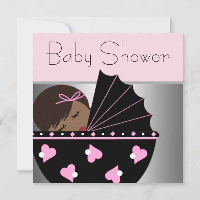 Elegantes invitaciones a bañador rosa y negro (Anverso)
