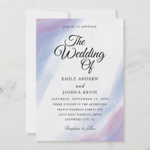 Elegantes invitaciones a bodas azules y violetas