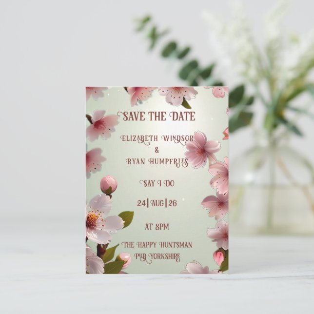 Elegantes invitaciones a bodas de flores (Anverso de pie)