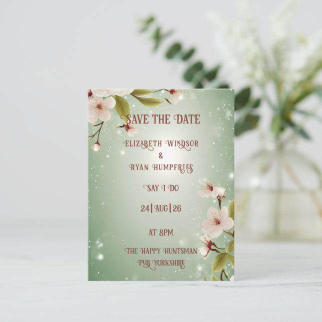 Elegantes invitaciones a bodas de flores (Anverso de pie)