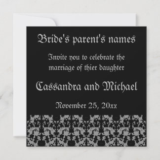Elegantes invitaciones a bodas góticas cuadradas