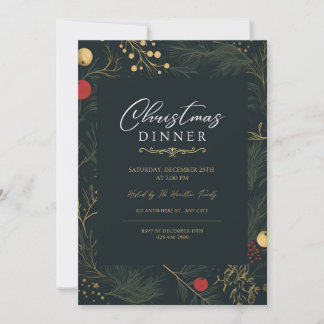 Elegantes invitaciones a cenar Navidades celebran