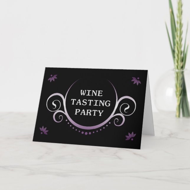 elegantes invitaciones a fiestas de cata de vinos (Anverso)