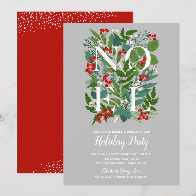 Elegantes invitaciones a fiestas de Navidades de l (Anverso / Reverso)