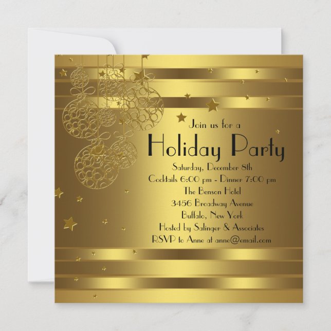Elegantes invitaciones a fiestas de Navidades de o (Anverso)
