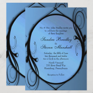 Elegantes invitaciones a la boda azul