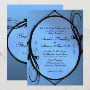 Elegantes invitaciones a la boda azul