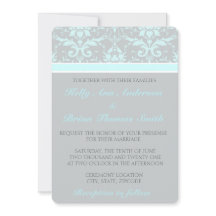 Elegantes invitaciones a la boda Blue Damask
