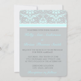 Elegantes invitaciones a la boda Blue Damask