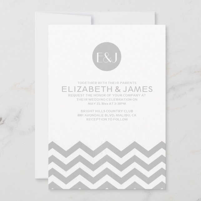 Elegantes invitaciones a la boda de Chevron (Anverso)