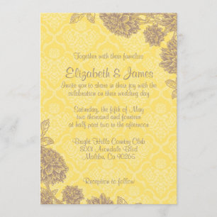 Elegantes invitaciones a la boda de damasco de oro