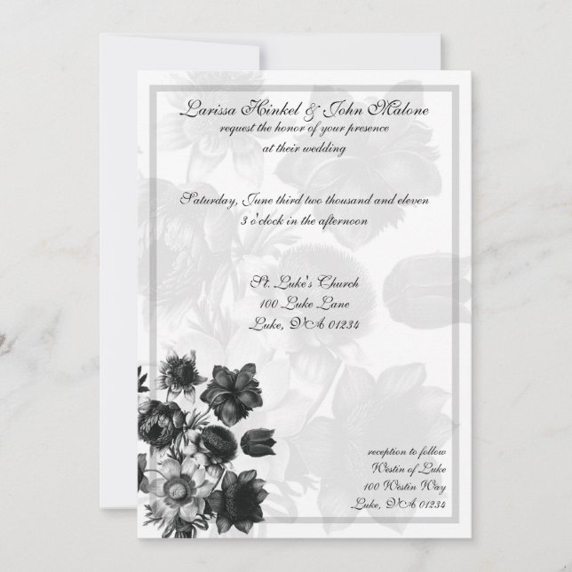 Elegantes invitaciones a la boda de flores (Anverso)