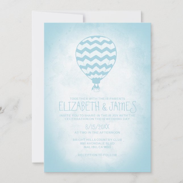 Elegantes invitaciones a la boda de globos aerostá (Anverso)