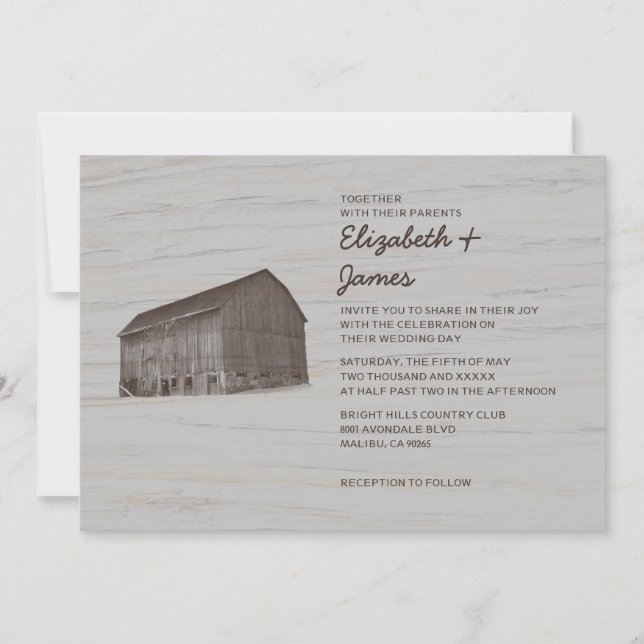Elegantes invitaciones a la boda de granja (Anverso)