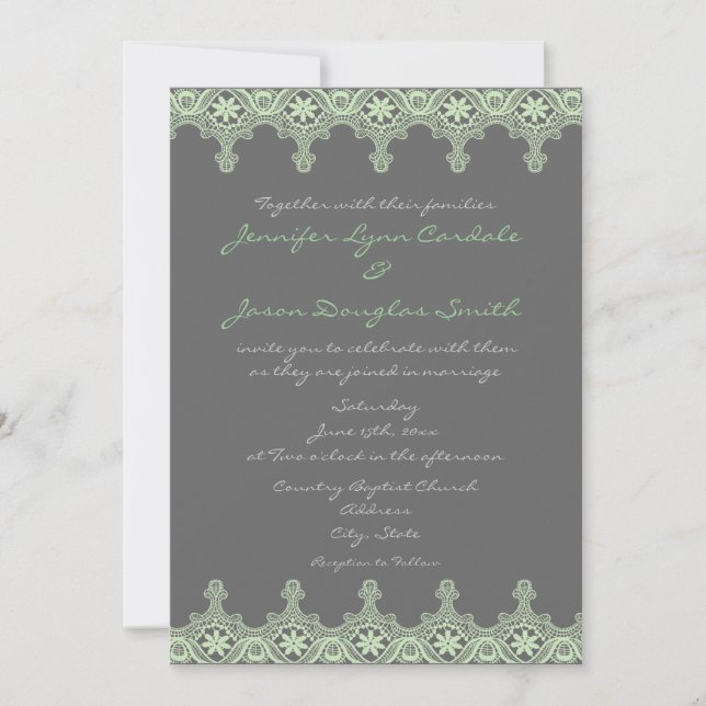 Elegantes invitaciones a la boda de la coraza verd (Anverso)