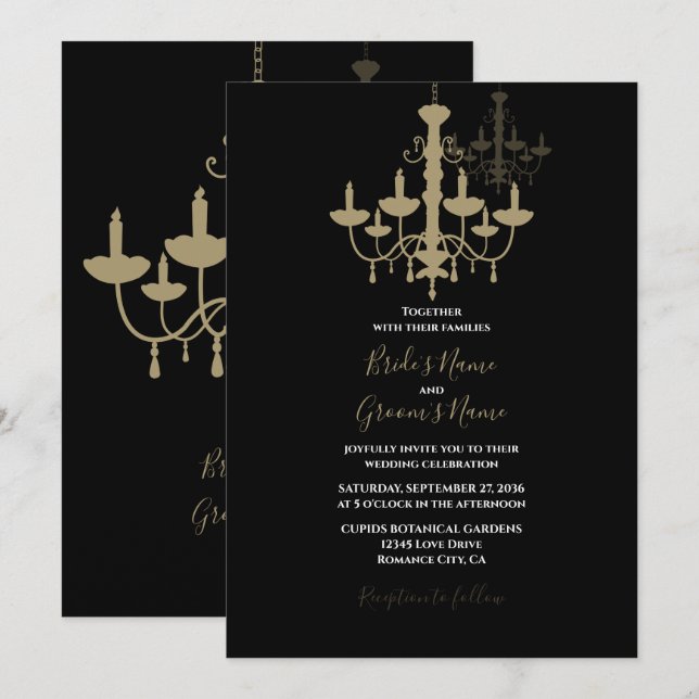 Elegantes invitaciones a la boda de la lámpara de  (Anverso / Reverso)