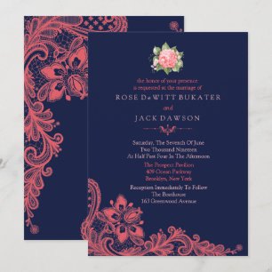 Elegantes invitaciones a la boda de la marina y el