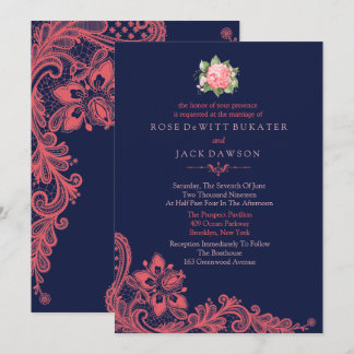 Elegantes invitaciones a la boda de la marina y el