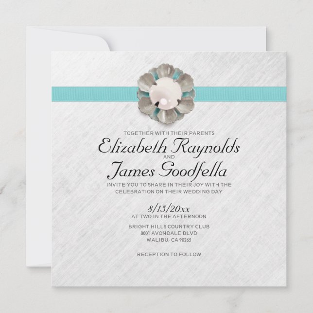 Elegantes invitaciones a la boda de la Perla (Anverso)