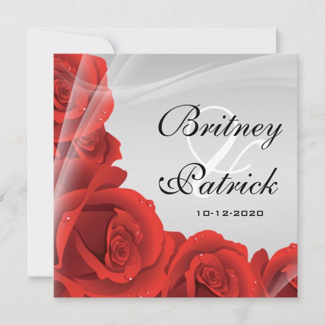 Elegantes invitaciones a la boda de la plata y la  (Anverso)