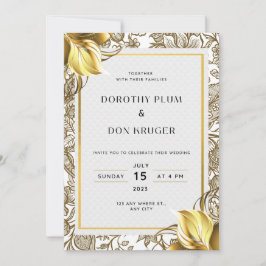 Elegantes invitaciones a la boda de las flores dor