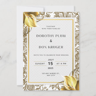 Elegantes invitaciones a la boda de las flores dor