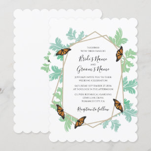 Elegantes invitaciones a la boda de mariposas mona