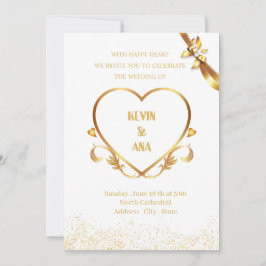 Elegantes invitaciones a la Boda de Oro con Corazó