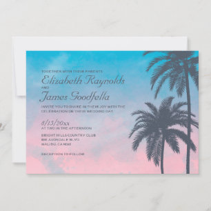 Elegantes invitaciones a la boda de palmeras