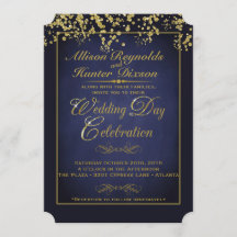Elegantes invitaciones a la boda de Purpurinas azu