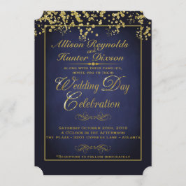 Elegantes invitaciones a la boda de Purpurinas azu